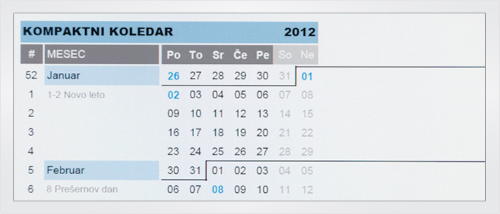 koledar 2012